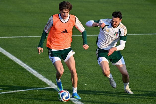 Foto IPP Lisa Guglielmi Coverciano - Firenze - 23 03 2026 Raduno della Nazionale di Calcio dell Italia nella foto Marco Palestra e Federico Gatti Italy Photo Press - World Copyright italy ITALY Copyright: xR4924_italyphotopressx