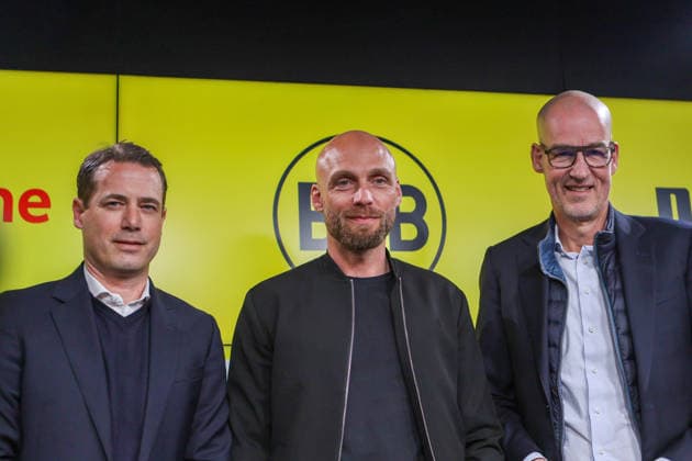 Dortmund, Germany 25 March 2026 Press conference presentation of the new BVB Sports Director Nils Ole Book In the picture from left Managing Director Sport Lars Ricken BVB , the new BVB Sports Director Nils Ole Book BVB and Managing Director Carsten Cramer BVB at the press conference for the presentation of the new Sports Director DFB regulations prohibit any use of photographs as image sequences and or quasi photo Copyright: HMBxMedia MadeleinexFantini