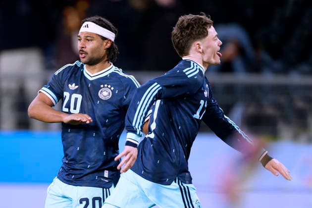 WIRTZ Florian Team Germany cheers after his goal to make the final score 3 4 Friendly match SUI GER St Jakob Stadion Football Laenderspiel Schweiz Deutschland 3 4 am 27 03 2026 in Basel DFL REGULATIONS PROHIBIT ANY USE OF PHOTOGRAPHS as IMAGE SEQUENCES and or QUASI VIDEO Copyright: xLacixPerenyix
