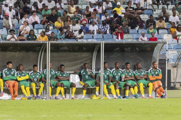 South African bench during the International Friendly, Länderspiel, Nationalmannschaft between South Africa and Panama, held as part of preparations for the 2026 World Cup, at Moses Mabhida Stadium in Durban on 27 March 2026. Photo: Sportzpics Copyright: xSportzpicsx xSportsxPressxPhotox Sportspressphoto_SPR122083