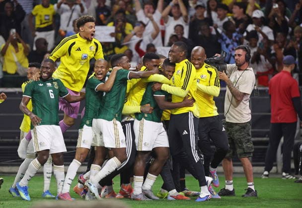International Soccer Friendly - South Africa vs Panama Players of South Africa celebrate after scoring during the International Friendly, Länderspiel, Nationalmannschaft game between South Africa and Panama at Cape Town Stadium, South Africa on 31 March 2026. Cape Town South Africa  Copyright: xGAVINxBARKERx