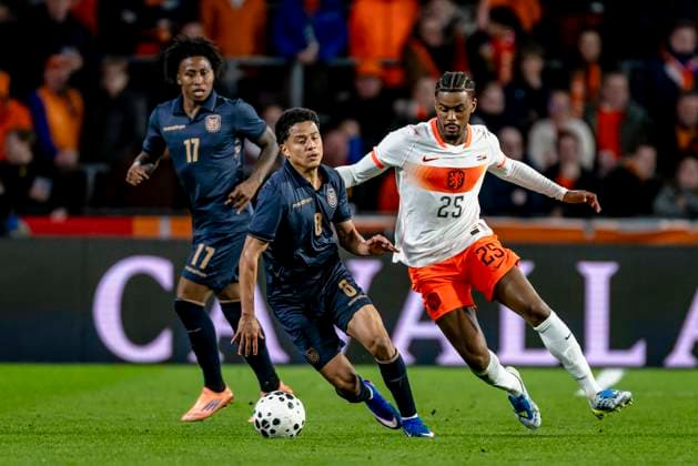 EINDHOVEN lr Ryan Gravenberch of the Netherlands and Jorrel Hato of the Netherlands during the friendly international match between the Netherlands and Ecuador on March 31, 2026 at Philips Stadium, Netherlands Photo by Stefan Koops EYE4IMAGES DeFodi Images