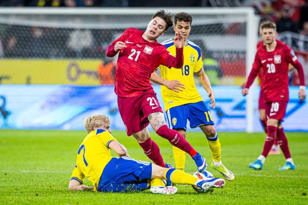 31.03.2026 SZTOKHOLM, STRAWBERRY ARENA, PILKA NOZNA (FOOTBALL) ELIMINACJE MISTRZOSTW SWIATA FIFA 2026 ( FIFA World Cup, WM, Weltmeisterschaft, Fussball 26 UEFA Qualifiers ) FINAL BARAZY SZWECJA - POLSKA ( SWEDEN - POLAND ) NZ NICOLA ZALEWSKI LUCAS BERGVALL FOTO LUKASZ SKWIOT CYFRASPORT NEWSPIX.PL --- Newspix.pl  20260331CSLS0088