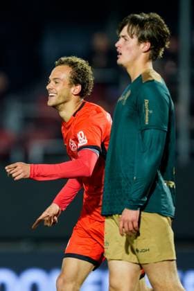 ALMERE , 03-04-2026 , Yanmar stadium , season 2025 2026 , Dutch Keuken Kampioen Divisie football , match between Almere City and TOP Oss , Picture shows Almere City FC player Olivier de Nijs celebrating the 3-1 Almere City - TOP Oss  x202819208x Copyright: