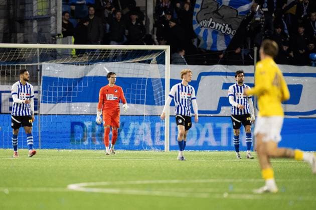 EINDHOVEN , 03-04-2026 , Jan Louwers Stadium , season 2025 2026 , Dutch Keukenkampioendivisie football , FC Eindhoven - De Graafschap , Picture shows disappointment FC Eindhoven players after the 2-2 Eindhoven - Graafschap  x202820105x Copyright: