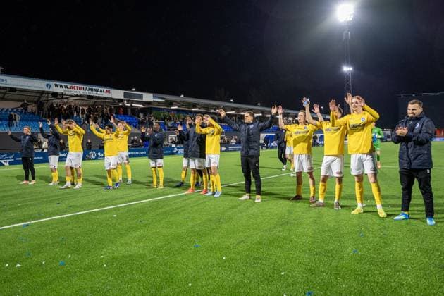 EINDHOVEN , 03-04-2026 , Jan Louwers Stadium , season 2025 2026 , Dutch Keukenkampioendivisie football , FC Eindhoven - De Graafschap , Picture shows team de Graafschap after the match FC Eindhoven - De Graafschap (2-2) Eindhoven - Graafschap  x202820148x Copyright: