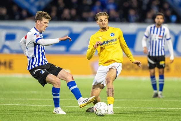 EINDHOVEN , 03-04-2026 , Jan Louwers Stadium , season 2025 2026 , Dutch Keukenkampioendivisie football , FC Eindhoven - De Graafschap , Picture shows FC Eindhoven player Daan Huisman De Graafschap player Kyano Kwint Eindhoven - Graafschap  x202820260x Copyright: