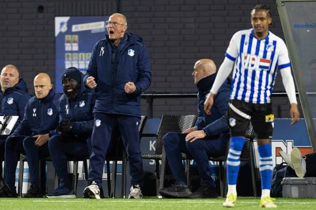 EINDHOVEN , 03-04-2026 , Jan Louwers Stadium , season 2025 2026 , Dutch Keukenkampioendivisie football , FC Eindhoven - De Graafschap , Picture shows FC Eindhoven coach Jan Poortvliet during the match FC Eindhoven - De Graafschap Eindhoven - Graafschap  x202820507x Copyright: