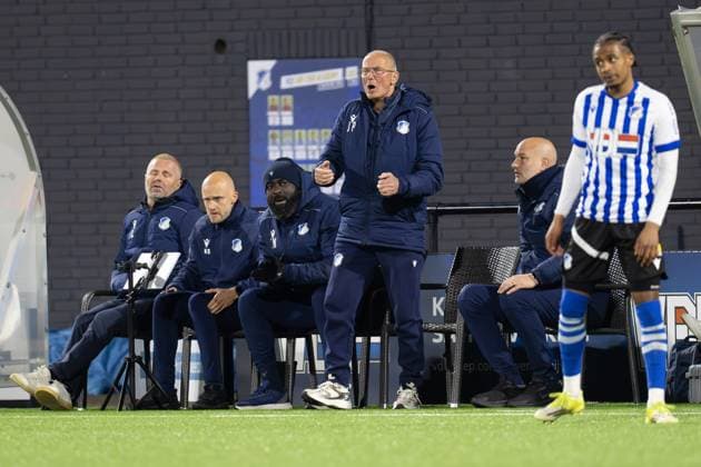 EINDHOVEN , 03-04-2026 , Jan Louwers Stadium , season 2025 2026 , Dutch Keukenkampioendivisie football , FC Eindhoven - De Graafschap , Picture shows FC Eindhoven coach Jan Poortvliet during the match FC Eindhoven - De Graafschap Eindhoven - Graafschap  x202820873x Copyright: