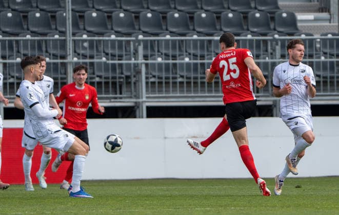 04 04 2026, xwppx, Soccer Regionalliga Suedwest, SV Sandhausen SG Sonnenhof Grossaspach v l Arbnor Nuraj SG Sonnenhof Grossaspach DFL DFB REGULATIONS PROHIBIT ANY USE OF PHOTOGRAPHS as IMAGE SEQUENCES and or QUASI VIDEO Sandhausen