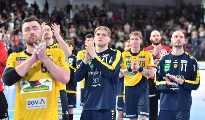 05 04 2026 Handball 1 Bundesliga DAIKIN HBL Season 2025 2026 27 Matchday HC Erlangen Metropolregion Nuremberg HCE Rhein Neckar Löwen OGo xogox Elias Giudad Benitez 41, Rhein Neckar Löwen disappointed Disappointment