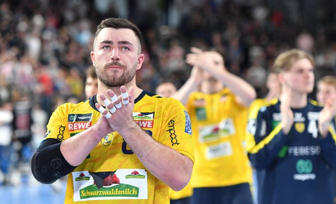 05 04 2026 Handball 1 Bundesliga DAIKIN HBL Season 2025 2026 27 Matchday HC Erlangen Metropolregion Nuremberg HCE Rhein Neckar Löwen OGo xogox Jannik Kohlbacher 80, Rhein Neckar Löwen