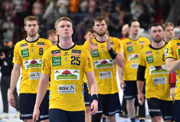 05 04 2026 Handball 1 Bundesliga DAIKIN HBL Season 2025 2026 27 Matchday HC Erlangen Metropolregion Nuremberg HCE Rhein Neckar Löwen OGo xogox Haukur Thrastarson 25, Rhein Neckar Löwen disappointed Disappointment¨
