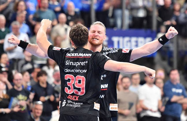 05 04 2026 Handball 1 Bundesliga DAIKIN HBL Season 2025 2026 27 Matchday HC Erlangen Metropolregion Nürnberg HCE Rhein Neckar Löwen OGo xogox Tobias Buck 39, HC Erlangen HCE Maciej Gebala 77, HC Erlangen HCE