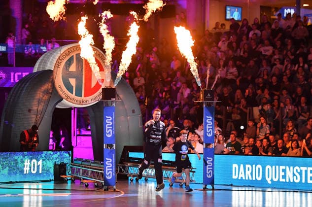 05 04 2026 Handball 1 Bundesliga DAIKIN HBL Season 2025 2026 27 Matchday HC Erlangen Metropolregion Nuremberg HCE Rhein Neckar Löwen OGo xogox Dario Quenstedt 1, HC Erlangen HCE