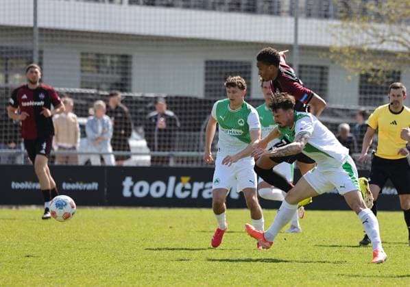06 04 2026 Soccer Season 2025 2026 Regionalliga Bayern 27 Matchday 1 FC Nürnberg FCN II Club SpVgg Greuther Fürth II Kleeblatt U23 DaMa xdaxmax Noah König Koenig 4, SpVgg Greuther Fürth II Noah Maboulou 37, 1 FC Nürnberg FCN II