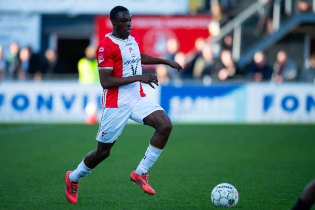 EMMEN , 06 04-2026 , Stadium Oude Meerdijk , season 2025 2026 , Dutch Keuken Kampioen Divisie football , match between FC Emmen and MVV , picture shows FC Emmen player Rodney Kongolo Emmen - MVV  x202879958x Copyright: