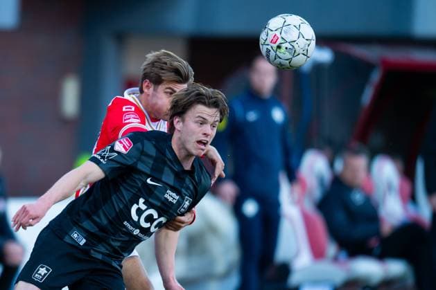 EMMEN , 06 04-2026 , Stadium Oude Meerdijk , season 2025 2026 , Dutch Keuken Kampioen Divisie football , match between FC Emmen and MVV , picture shows MVV player Thijme Verheijen Emmen - MVV  x202880254x Copyright:
