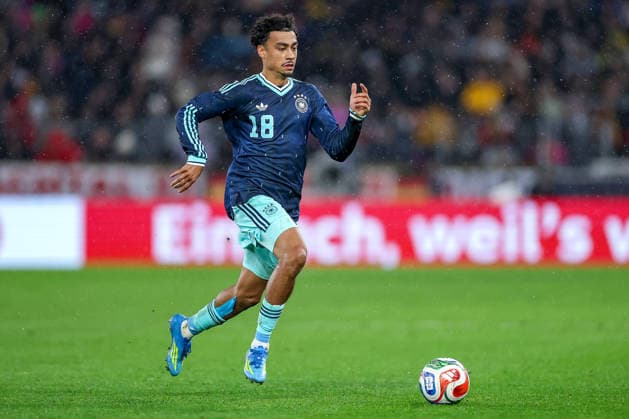 30 03 2026, Football, International match, Germany Ghana, MHP Arena Stuttgart , Season 2025 2026 Nathaniel Brown GER 18 DFB regulations prohibit any use of photographs as image sequences and or quasi video Baden Württemberg Germany