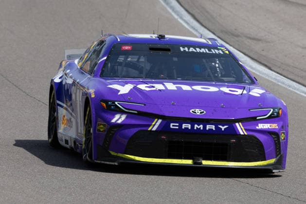 LAS VEGAS, NV - MARCH 15: Denny Hamlin ( 11 Joe Gibbs Racing Yahoo! Toyota) drives during the NASCAR, Motorsport, USA Cup Series Pennzoil 400 race on March 15, 2026, at Las Vegas Motor Speedway in Las Vegas, NV. (Photo by Karl Anderson Icon Sportswire) AUTO: MAR 15 NASCAR Cup Series Pennzoil 400 EDITORIAL USE ONLY Icon272260315150