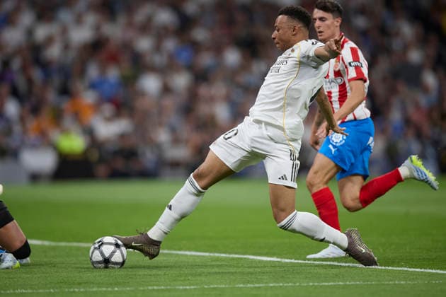 Kylian Mbappe Real Madrid CF controls the ball during the LaLiga EA Sports match between Real Madrid v Girona FC at Santiago BernabÃ u on April 10, 2026 in Madrid, Spain Photo by Manu Reino DeFodi Images