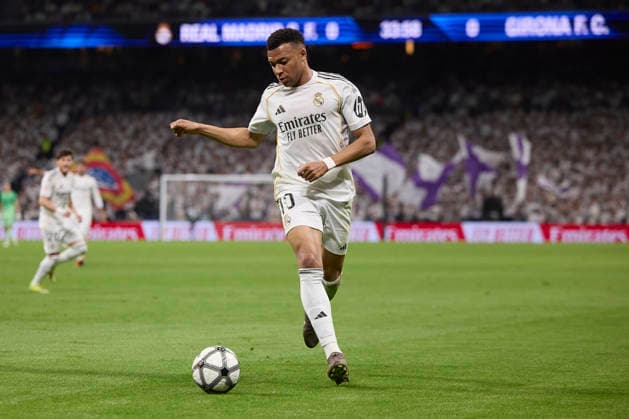 Kylian Mbappe Real Madrid CF controls the ball during the LaLiga EA Sports match between Real Madrid v Girona FC at Santiago BernabÃ u on April 10, 2026 in Madrid, Spain Photo by Manu Reino DeFodi Images