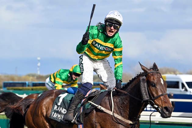 11 04 2026, Aintree, Liverpool, GBR I am Maximus with Paul Townend up wins the Grand National Aintree racecourse horse, jockey, I am Maximus, Townend, win, finish, finish 260411C966AINTREE JPG
