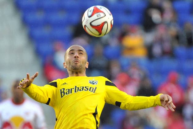 Oct. 19, 2014 - Harrison, New Jersey, U.S - Columbus Crew forward FEDERICO HIGUAIN (10) heads the ball at Red Bull Arena in Harrison New Jersey Columbus defeats New York 3 to 1 Copyright: xBrooksxVonxArxx