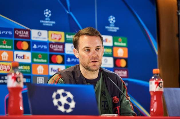 Soccer UEFA Champions League Press Conference FC Bayern Munich on 14 04 2026 at the training ground at Säbener Straße in Munich Manuel Neuer Munich Vincent Kompany Coach Head Coach Munich Photo Photo by FC Bayern Munich via REVIERFOTO Press Conference FC Bayern Munich