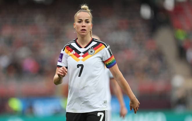 Giulia Gwinn , WM Frauen Qualifikation , Deutschland-Österreich , Fußball , Frauen , in den Max Morlock Stadion, in Nürnberg , Bayern , Deutschland. April 14 , 2026 . Photo by: Davide Elias IPA Photo Pressefoto DENL Copyright: xDavidexEliasx