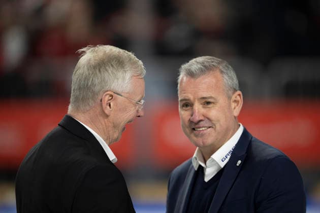 PENNY DEL 1 Playoff Semifinal Kölner Haie Eisbären Berlin Cologne, 20 04 2026 Kari Jalonen Kölner Haie, Head Coach Serge Aubin Eisbären Berlin, Head Coach PENNY DEL 1 Playoff Semifinal Kölner Haie Eisbären Berlin on 20 04 2026 at the Lanxess Arena in Cologne Germany Copyright: xBEAUTIFULxSPORTS AndreasxDickx