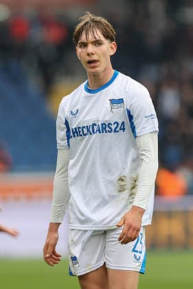 19 04 2025, xtgx, Soccer 2 Bundesliga, Eintracht Braunschweig Hertha BSC Berlin v l Kennet Eichhorn Hertha, 23 DFL DFB REGULATIONS PROHIBIT ANY USE OF PHOTOGRAPHS as IMAGE SEQUENCES and or QUASI VIDEO Braunschweig