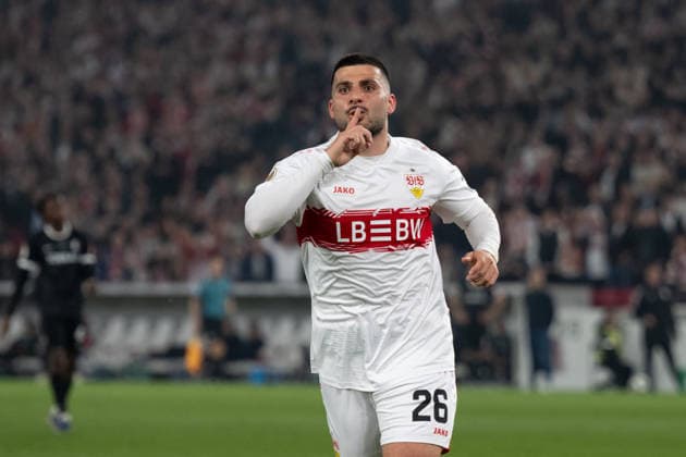 Goal to 1 1 druch Deniz Undav VfB Stuttgart 26 , Goal celebration, jubilation, celebrates his goal GER, VfB Stuttgart vs SC Freiburg, Football, Men, DFB Pokal, Semifinal, Season 2025 2026, 23 04 2026, DFL DFB REGULATES PROHIBIT ANY USE OF PHOTOGRAPHS AS IMAGE SEQUENCES AND OR QUASI VIDEO, GER, VfB Stuttgart vs SC Freiburg, Football, Men, DFB Cup, Semi-final, Season 2025 2026, 23 04 2026 Stuttgart Copyright: xEibner-Pressefoto WolfgangxFrankx EP_WFK