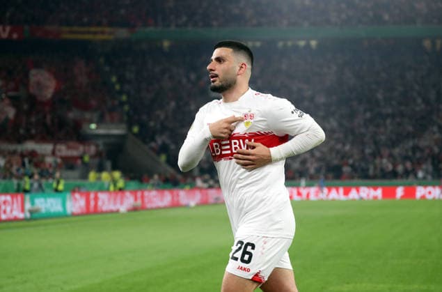 23 04 26 VfB Stuttgart SC Freiburg Germany, Stuttgart, 24 04 2026, Football, DFB Pokal, Season 2025 2026, Semifinal, VfB Stuttgart SC Freiburg Deniz Undav VfB Stuttgart Jubel Tor 1 1 Undav