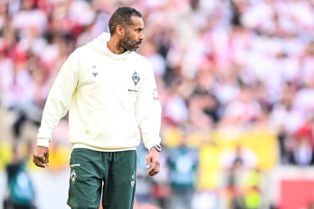 Trainer Daniel Thioune Werder Bremen Looks on during the Bundesliga match between VfB Stuttgart and SV Werder Bremen, MHPArena Stuttgart on April 26, 2026 in Stuttgart, Germany Photo by Harry Langer DeFodi Images Trainer Daniel Thioune Werder Bremen Looks on during the Bundesliga match between VfB Stuttgart and SV Werder Bremen at MHPArena Stuttgart on April 26, 2026 in Stuttgart, Germany Photo by Harry Langer DeFodi Images DFL regulations prohibit any use of photographs as image sequences and or quasi video Photo by Harry Langer DeFodi Images DFL regulations prohibit any use of photographs as image sequences and or quasi video