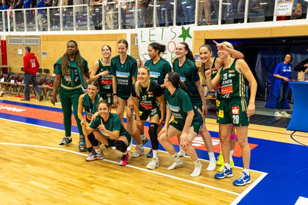 Womens Basketball Bundesliga 1 DBBL, BC Pharmaserv Marburg vs Rutronik Stars Keltern, Sporthalle Georg Gassmann Stadion Marburg 29 04 2026 Womens Basketball Bundesliga DBBL, Marburg, Germany 29 04 2026 The players of Rutronik Stars Keltern celebrate their victory, 1 DBBL, Game of BC Marburg vs Rutronik Stars Keltern, Sporthalle Georg Gassmann Stadion Marburg Copyright: xBEAUTIFULxSPORTS Freudensteinx