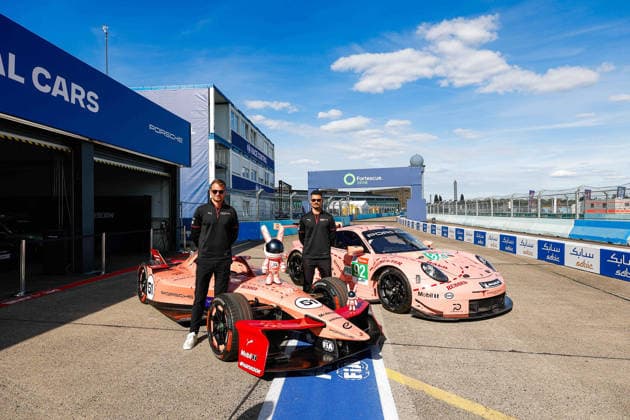 2026 FORMULA E BERLIN ePRIX WEHRLEIN Pascal (ger), Porsche Formula E Team, Porsche 99X Electric, portrait, MULLER Nico (swi), Porsche Formula E Team, Porsche 99X Electric, portrait,Porsche 911 RSR Pink Pig Porsche Formula E Team, Porsche 99X Electric, during the Berlin ePrix, 7th and 8th round of the 2025-26 ABB FIA Formula E World Championship, WM, Weltmeisterschaft on the Tempelhof Airport Street Circuit from May 1 to 3, 2026 in Berlin, Germany - BerlinGermany Copyright: xFREDERICxLExFLOCxHx