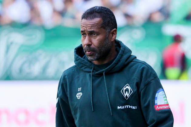 Trainer Daniel Thioune Werder Bremen looks dejected, Bundesliga, SV Werder Bremen v FC Augsburg, Weserstadion on 02 May 2026 in Bremen, Germany Photo by Marco Steinbrenner DeFodi Images Trainer Daniel Thioune Werder Bremen looks dejected, Bundesliga, SV Werder Bremen v FC Augsburg, Weserstadion, May 2, 2026 in Bremen, Germany Photo by Marco Steinbrenner DeFodi Images DFL regulations prohibit any use of photographs as image sequences and or quasi video