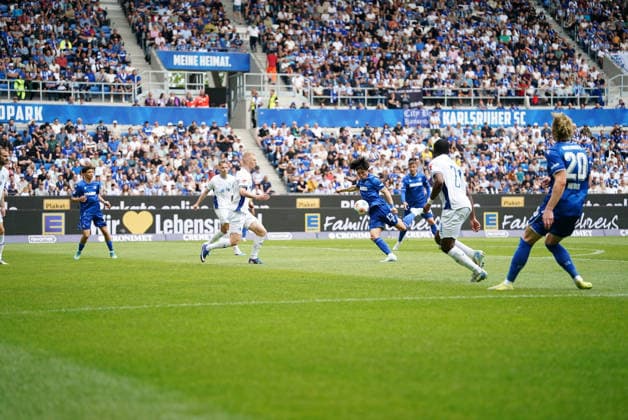 03 05 2026, xdaymx, Soccer 2 Bundesliga, Karlsruher SC SV Darmstadt 98 Goal Shot by Shio Fukuda Karlsruher SC DFL DFB REGULATIONS PROHIBIT ANY USE OF PHOTOGRAPHS as IMAGE SEQUENCES and or QUASI VIDEO Karlsruhe