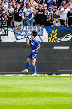 03 05 2026, xdaymx, Soccer 2 Bundesliga, Karlsruher SC SV Darmstadt 98 Shio Fukuda Karlsruher SC cheers after his 2 1 lead goal DFL DFB REGULATIONS PROHIBIT ANY USE OF PHOTOGRAPHS as IMAGE SEQUENCES and or QUASI VIDEO Karlsruhe