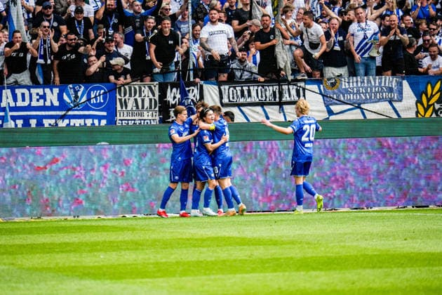 03 05 2026, xdaymx, Soccer 2 Bundesliga, Karlsruher SC SV Darmstadt 98 Shio Fukuda Karlsruher SC cheers after his 2 1 lead goal with the team DFL DFB REGULATIONS PROHIBIT ANY USE OF PHOTOGRAPHS as IMAGE SEQUENCES and or QUASI VIDEO Karlsruhe