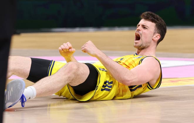 Jonas Mattisseck cheers joy emotion jubilation Sport Basketball BBL Bundesliga Men 32 Matchday Season 2025 2026 03 05 2026 ALBA Berlin vs Niners Chemnitz 99ers