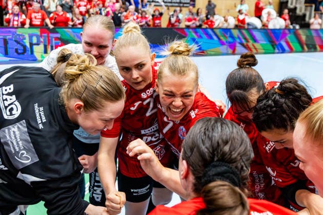 03 05 2026, GER, Handball, Women, Season 2025 2026, Alsco 1 Bl, PlayOff semi-final game 2, Thueringer HC HSG Blomberg Lippe Thueringer HC wins the home game of the PlayOff semi-final series against HSG Blomberg Lippe The score after games 1 1 With in the picture Laura Kuske Thueringer HC,11 , Rikke Hoffbeck Petersen Thueringer HC,22 , Lotta Heider Thueringer HC,7 99947 Bad Langensalza Salza Halle Sporthalle Mehrz Thüringen Germany