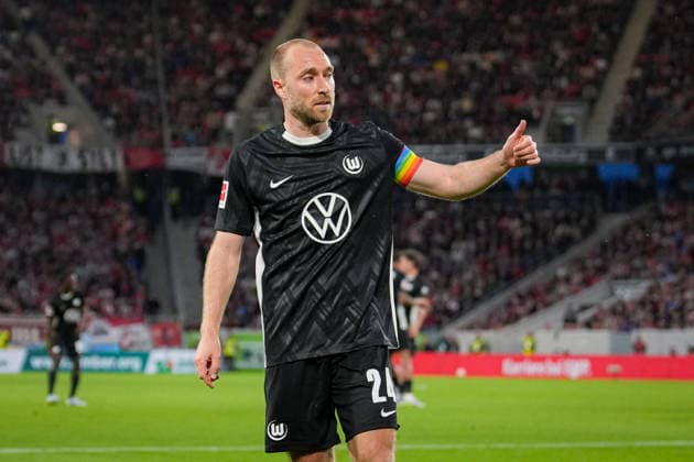 Germany, Soccer, 1 Bundesliga, Season 2025 2026, Matchday 32 SC Freiburg vs VFL Wolfsburg Europa Park Stadion Freiburg Christian Eriksen VfL Wolfsburg, 24 Freiburg Europa Park Stadion Baden Württemberg Germany Copyright: xFINLEYxMÖRCHx