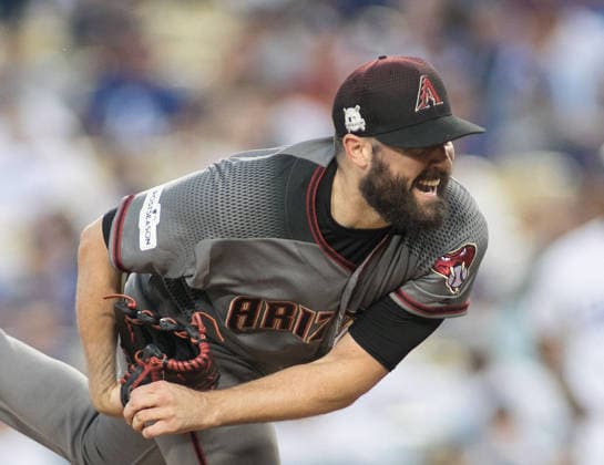 October 7, 2017 - Los Angeles, California, U.S - Starting pitcher, Robbie Ray 38 of the Arizona Diamondbacks during Game 2 of the NLDS against the Los Angeles Dodgers on Saturday October 7, 2017 at Dodger Stadium in Los Angeles, California. Copyright: xJavierxRojasx