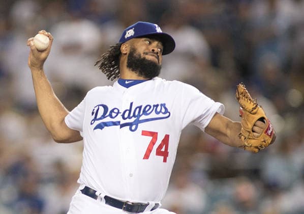 October 7, 2017 - Los Angeles, California, U.S - Relief pitcher, Kenley Jansen 74 of the Los Angeles Dodgers during Game 2 of the NLDS against the Arizona Diamondbacks on Saturday October 7, 2017 at Dodger Stadium in Los Angeles, California. Dodgers defeat Diamondbacks, 8-5. Copyright: xJavierxRojasx