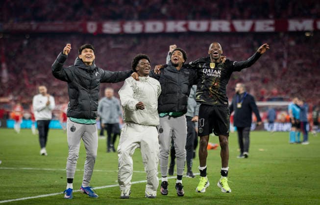 Munich, Germany 06th May 2026 Kang in Lee Paris Quentin Ndjantou Paris Ousmane Dembele Paris FC Bayern Munich Paris Saint Germain 06 05 2026