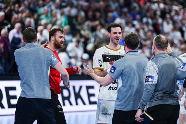 THW Kiel jubilant after victory end of match GER, THW Kiel vs RK Nexe, Handball, EHF European League, Quarter-final, second leg, 2025 2026 season, 05 05 2026 GER, THW Kiel vs RK Nexe, Handball, EHF European League, Quarter-final, second leg, 2025 2026 season, 05 05 2026 Kiel Copyright: xEibner-Pressefoto MarcelxvonxFehrnx EP_MFN