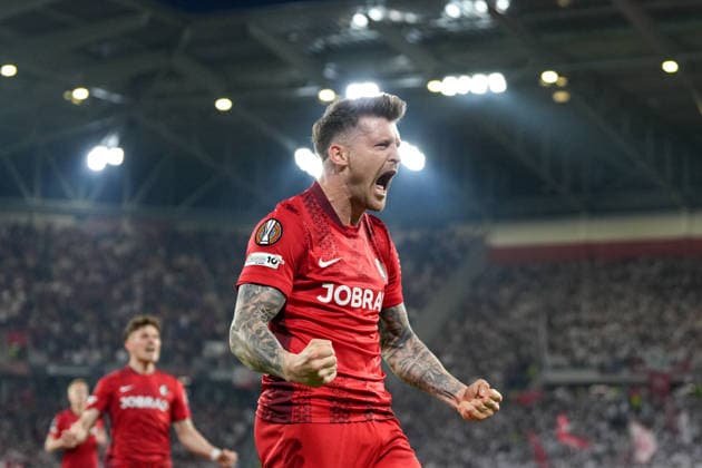 Lukas Kübler Lukas Kuebler SC Freiburg, 17 goal celebration, emotions, goal shot, finish, goal success, goal, goal , Germany, football, UEFA Europa League, semi-final, second leg, 2025 2026, SC Freiburg vs SC Braga, 07 05 2026, Europa Park Stadion, Freiburg Freiburg Europa Park Stadion Baden Württemberg Germany Copyright: xArnexAmbergx