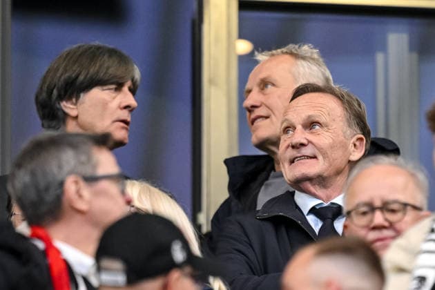 Joachim Löw, Christian Streich and Hans Joachim Watzke Looks on during the UEFA Europa League 2025 26 Semi Final Second Leg match between Sport Club Freiburg and SC Braga at Stadion am Wolfswinkel on May 7, 2026 in Freiburg im Breisgau, Germany Photo by Harry Langer DeFodi Images